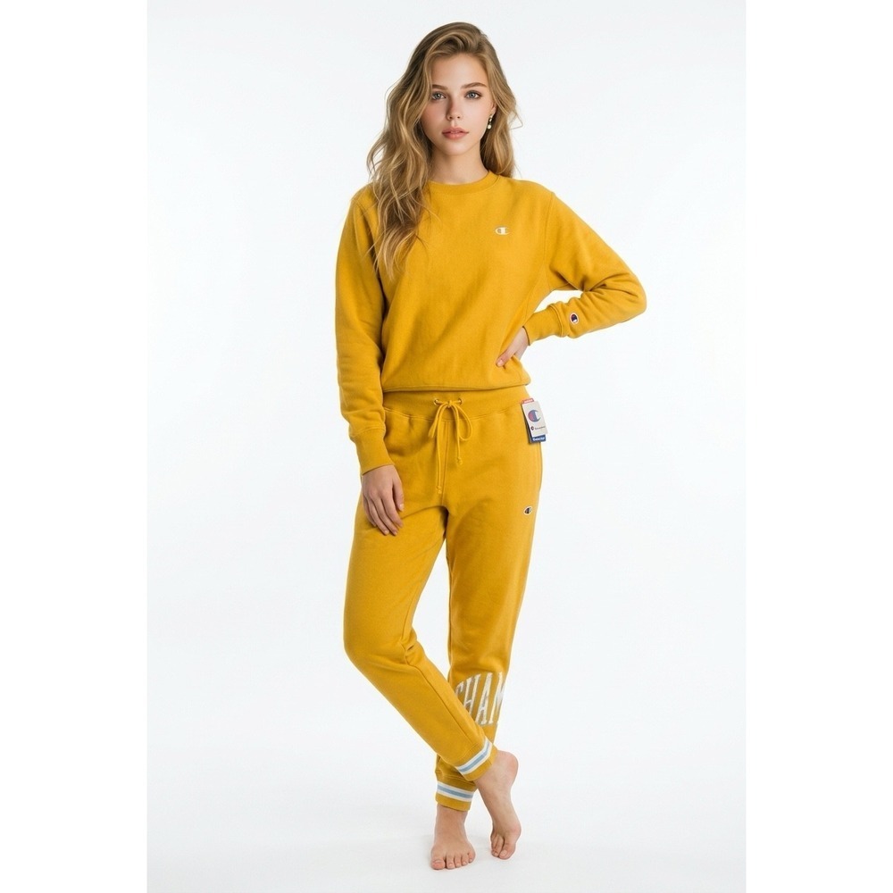 Champion Reverse Weave Yellow Joggers Womens Medium NWT Fleece Sweatpants Medium
